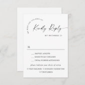 エレガントシンプルミニマル書道食事選択 出欠カード (正面/裏面)