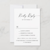 エレガントシンプルミニマル書道食事選択 出欠カード (正面)