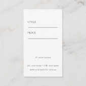 エレガントシンプルミニマル白ロゴ価格ラベル 名刺 (裏面)