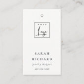 エレガントシンプルミニマル白ロゴ価格ラベル 名刺 (正面)