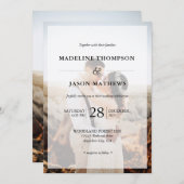 エレガントシンプルミニマル2写真結婚ズ 招待状 (正面/裏面)