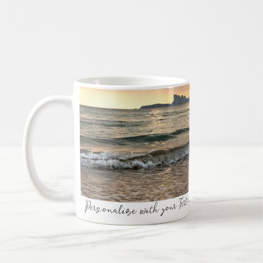 エレガントシンプルミニマルScriptのパーソナライズされた写真 コーヒーマグカップ (左)