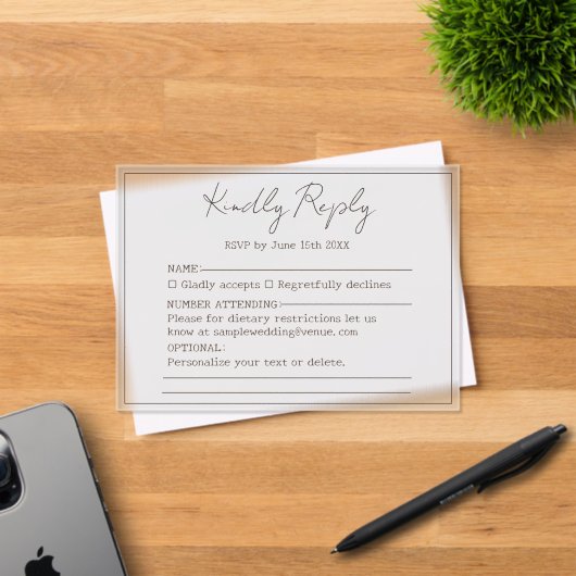 エレガントシンプルミニマルScript Kindly Reply's 結婚. アクリル招待状 (インサイチュ (招待状))