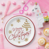 エレガントシンプルメリークリスマスウィッシュワードアート ペーパープレート (パーティー)
