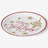 エレガントシンプルメリークリスマスウィッシュワードアート ペーパープレート (アングル)