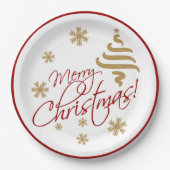 エレガントシンプルメリークリスマスウィッシュワードアート ペーパープレート (正面)