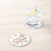 エレガントシンプルメリークリスマスウィッシュワードアート ラウンドペーパーコースター (インサイチュ)