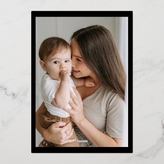 エレガントシンプルメリークリスマスファミリーフォトトレンディー 箔シーズンカード (裏面)