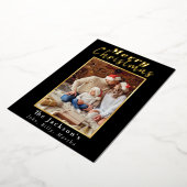 エレガントシンプルメリークリスマスファミリーフォトトレンディー 箔シーズンカード (回転した状態)