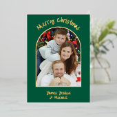 エレガントシンプルメリークリスマス写真金ゴールド 箔シーズンカード (立ち正面)