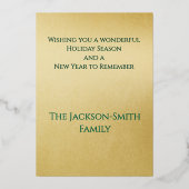 エレガントシンプルメリークリスマス写真金ゴールド 箔シーズンカード (裏面)