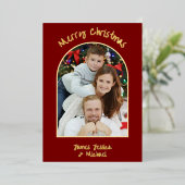 エレガントシンプルメリークリスマス写真金ゴールド 箔シーズンカード (立ち正面)