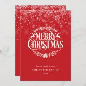 エレガントシンプルメリークリスマス雪モダン片 シーズンカード (正面/裏面)