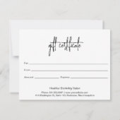 エレガントシンプルモダンギフト券 (裏面)