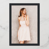 エレガントシンプルモダングレー写真甘い16シルバー 箔招待状 (裏面)