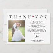 エレガントシンプルモダンタイポグラフィ2写真結婚s サンキューカード (正面)