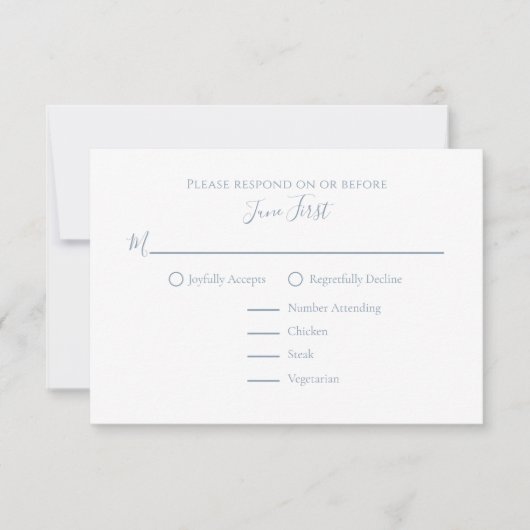 エレガントシンプルモダンダスティブルーフィリグリー 出欠カード (正面)