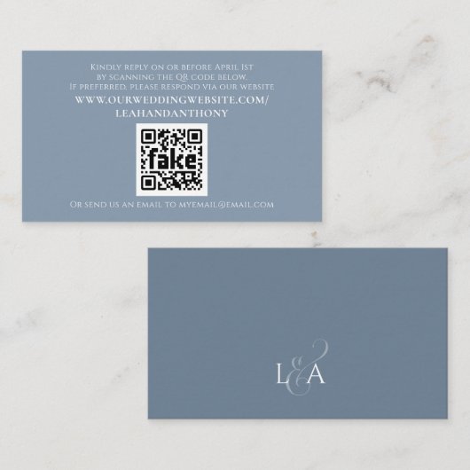 エレガントシンプルモダンダスティブルーQRコード エンクロージャーカード (正面/裏面)