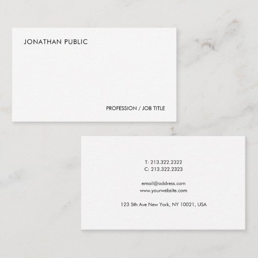 エレガントシンプルモダンテンプレートパーソナライズされた 名刺 (正面/裏面)