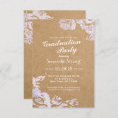 エレガントシンプルモダンバラフローラフェイク銀 招待状 (正面/裏面)