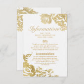 エレガントシンプルモダンバラフローラ結婚金ゴールド エンクロージャーカード (正面/裏面)