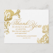 エレガントシンプルモダンバラフローラ金ゴールドありがとう ポストカード (正面)