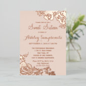 エレガントシンプルモダンバラフローラ金ゴールドスイート16 箔招待状 (立ち正面)