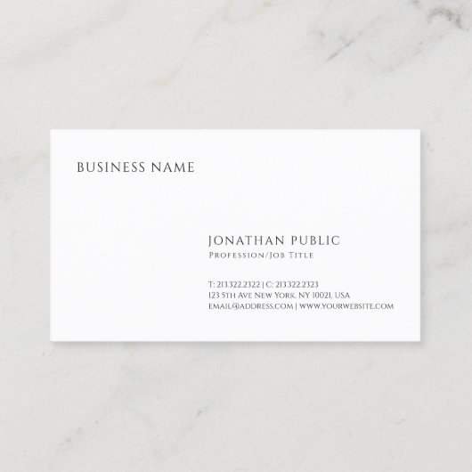 エレガントシンプルモダンプロフェッショナルミニマルプレーン 名刺 (裏面)