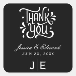 エレガントシンプルモダンミニマルブラックスクリプトシック スクエアシール