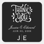 エレガントシンプルモダンミニマルブラックスクリプトシック スクエアシール (正面)