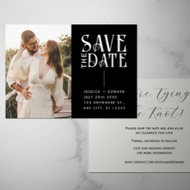 エレガントシンプルモダンミニマルScript Photo Black 招待状