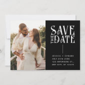 エレガントシンプルモダンミニマルScript Photo Black 招待状 (正面)