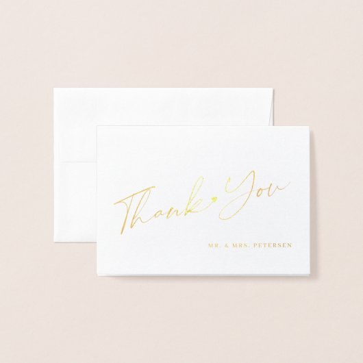 エレガントシンプルモダンミニマ結婚ラ感謝していムのお前 箔カード (封筒付き正面)