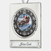 エレガントシンプルモダンヴィンテージ家族クリスマス シルバープレートバナーオーナメント (左)