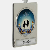 エレガントシンプルモダンヴィンテージ家族クリスマス シルバープレートバナーオーナメント (右)