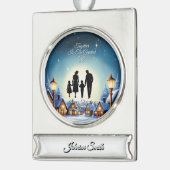 エレガントシンプルモダンヴィンテージ家族クリスマス シルバープレートバナーオーナメント (左)