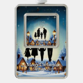 エレガントシンプルモダンヴィンテージ家族クリスマス シルバープレートフレームオーナメント (正面)