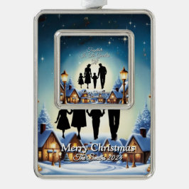 エレガントシンプルモダンヴィンテージ家族クリスマス シルバープレートフレームオーナメント