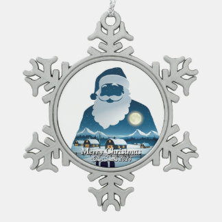 エレガントシンプルモダンヴィンテージ家族クリスマス スノーフレークピューターオーナメント