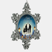 エレガントシンプルモダンヴィンテージ家族クリスマス スノーフレークピューターオーナメント (左)