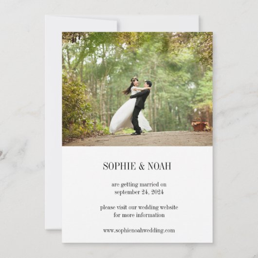 エレガントシンプルモダン写真の日付の保存 セーブザデート (裏面)