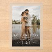 エレガントシンプルモダン写真の結婚式 アクリル招待状 (正面)