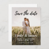 エレガントシンプルモダン写真の結婚式 インビテーションポストカード (正面/裏面)