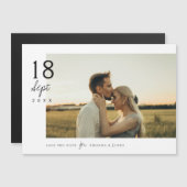 エレガントシンプルモダン写真の結婚式 マグネット招待状 (正面/裏面)