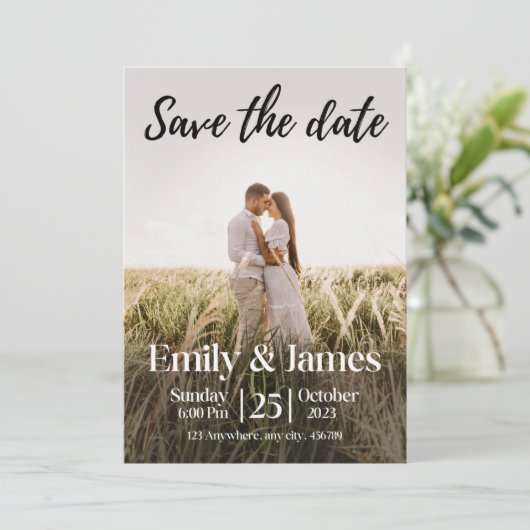 エレガントシンプルモダン写真の結婚式 招待状 (スタンド正面)