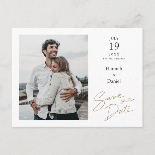 エレガントシンプルモダン写真の結婚式 案内ポストカード (正面)