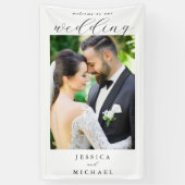 エレガントシンプルモダン写真結婚歓迎 横断幕 (縦)
