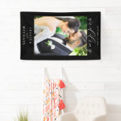 エレガントシンプルモダン写真結婚歓迎 横断幕 (インサイチュ)