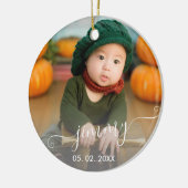 エレガントシンプルモダン名前をカスタムする写真 セラミックオーナメント (左)