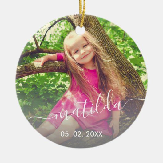 エレガントシンプルモダン名前をカスタムする写真 セラミックオーナメント (正面)